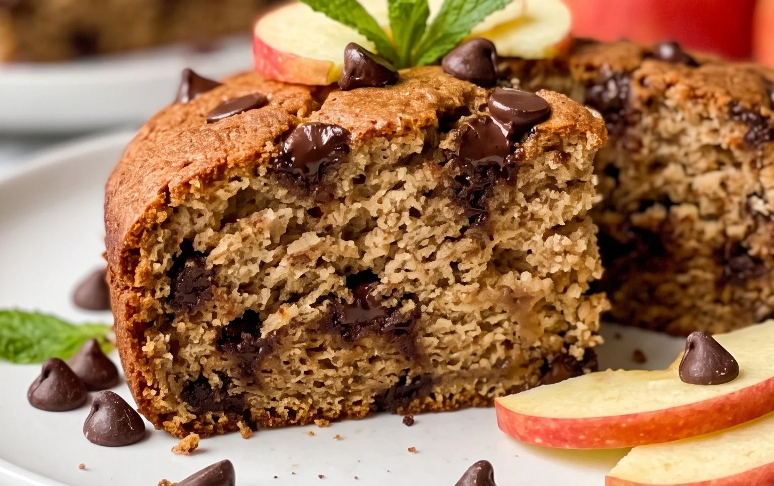 Gâteau healthy à la compote de pomme et pépites de chocolat sans sucre ajouté